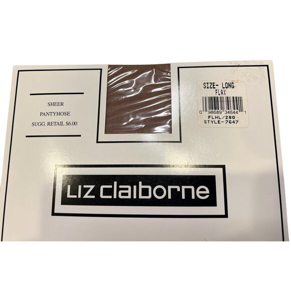 Liz Claiborne Sheer Pantyhose Size LONG Color Flax Style 7647 - Picture 3 of 7